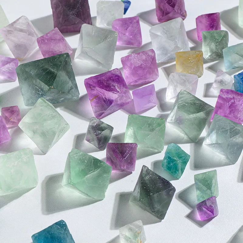 Natural Crystal Fluorite. Octahedral Purple-green-blue Fluorite, Colored Fluorite Raw Stone Specimen. Demagnetized Scented Stone