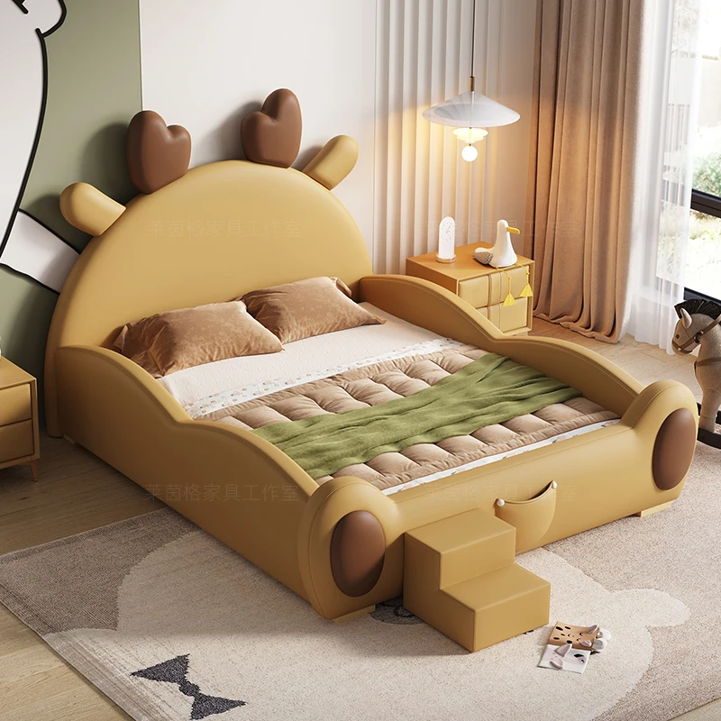 퀸 풀 사이즈 어린이 침대 프레임 슬라이드가 있는 소년용 침실 킹 사이즈 싱글 침대 고급 헤드보드 모던 가구