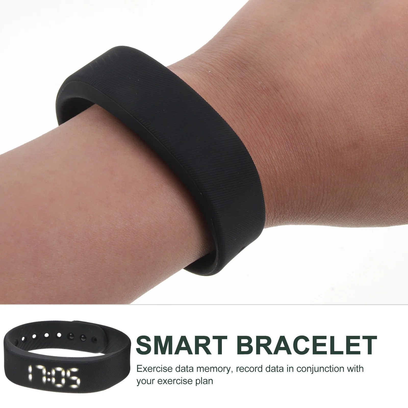 

Smart Bracelet Fitness Silicone Band Accurate Step Counting Calories Distance Led Wristband Sports Wrist Watch Black
