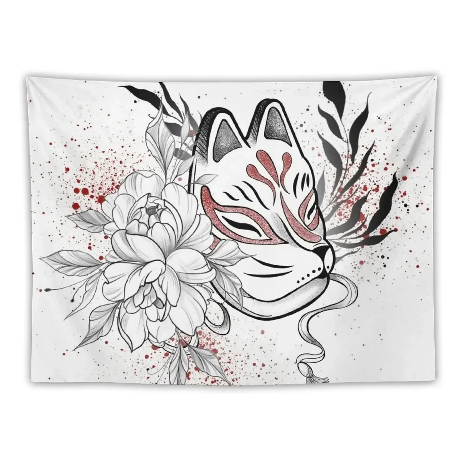 

Kitsune Mask Tapestry Wall Decoration Japanese Room Decor Tapestry