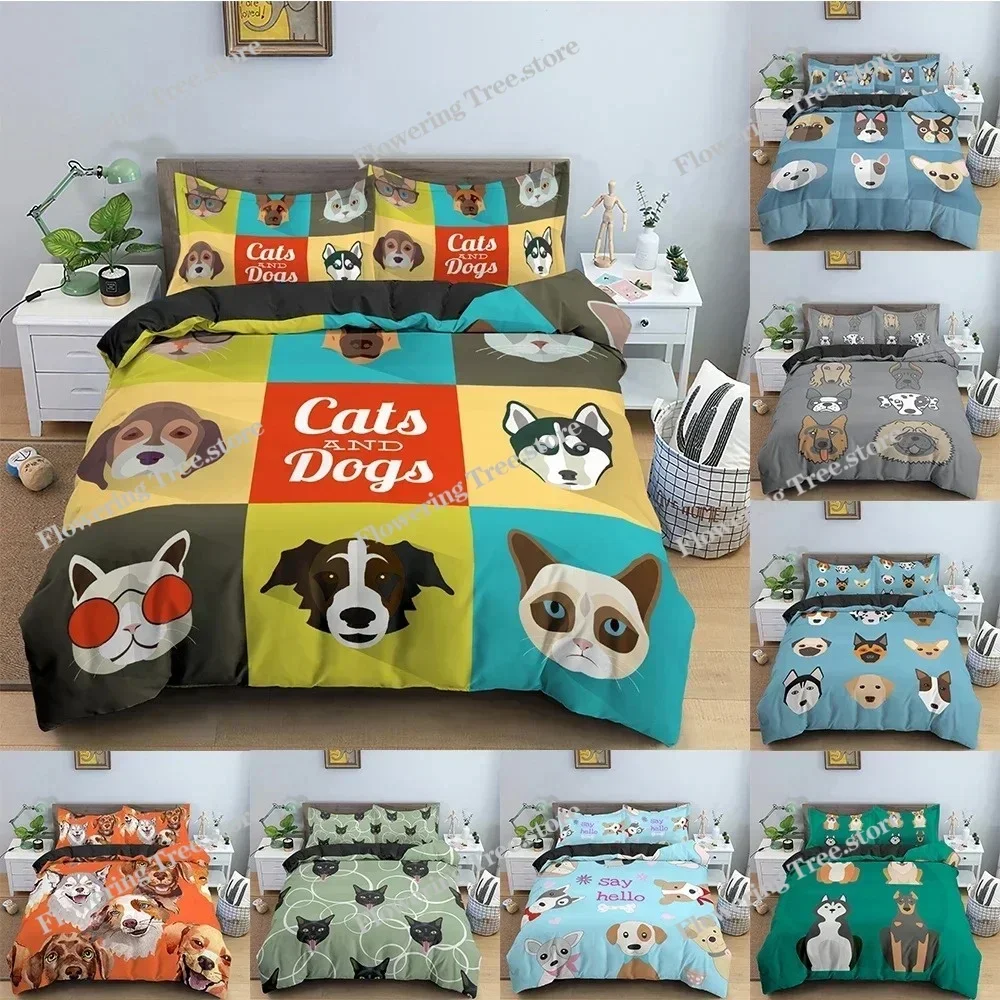 

CCartoon Animals Duvet Cover 3D Dogs Pattern Bedding Set For Bedroom Comforter Quilt Covers USEUAU Single Double Size