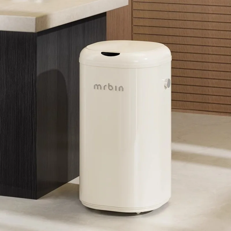 

Metal White Cylindrical Waste Bins High-capacity Intelligent Induction Movable Waste Bins Modern Simple Luxury Home Merchandises