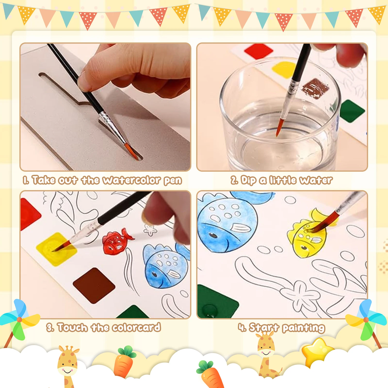 Verf met waterboeken, aquarel kleurboek, zak aquarel boek, reis magische verfset zak handboek geboorte