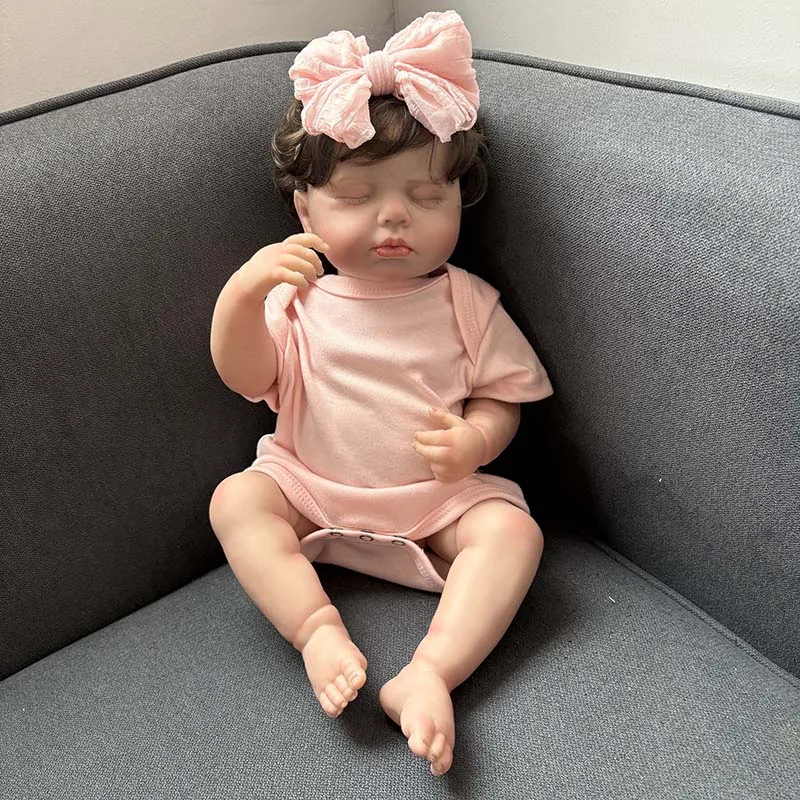 

Полная виниловая кукла Sleeping Loulou для девочек 48 см с укорененными волосами, высококачественная детальная роспись, игрушка для новорожденных