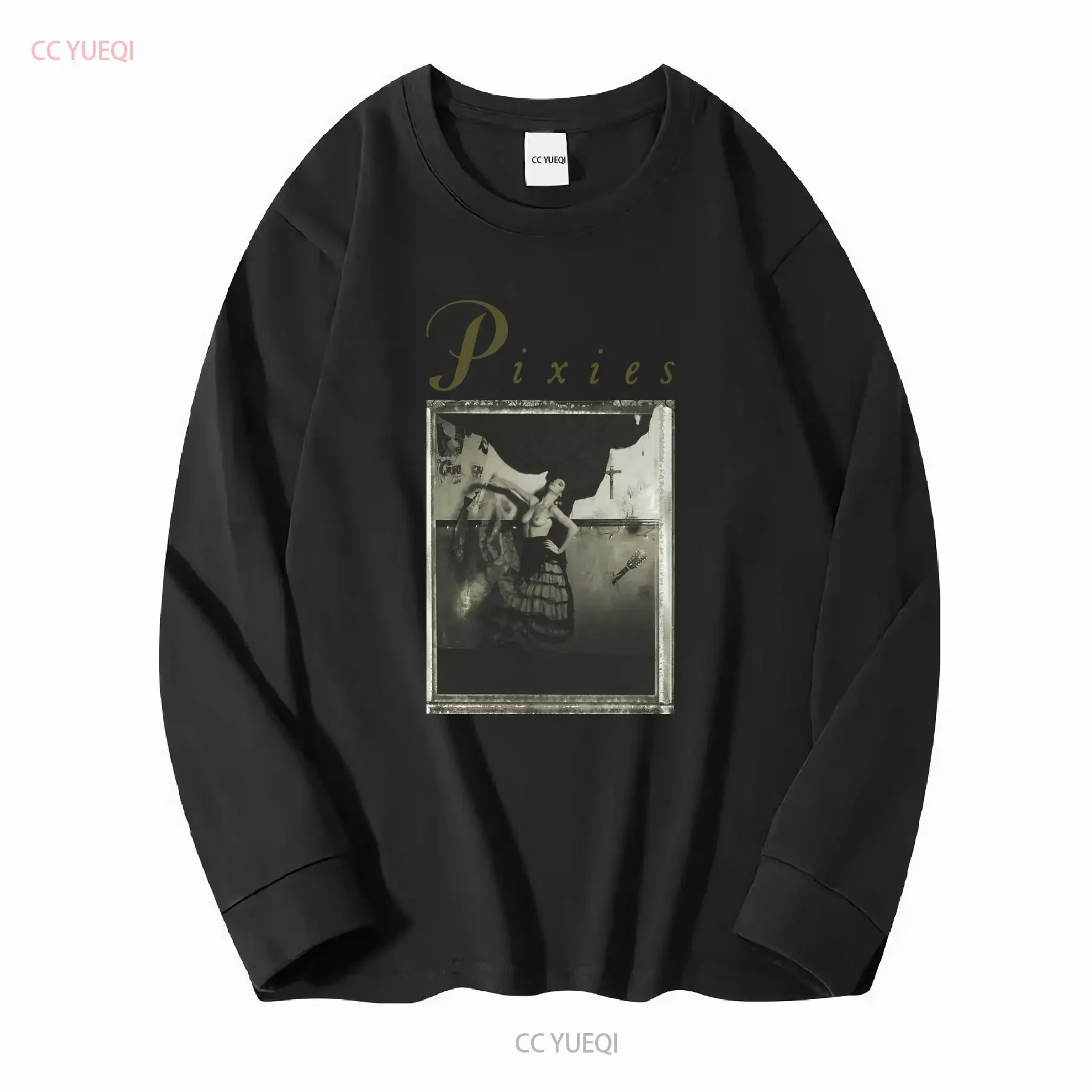 تي شيرت رجالي أسود مرخص رسميًا من Pixies Surfer Rosa كلاسيكي عتيق مغسول ومتعدد الاستخدامات كاجوال ممتد قليلاً