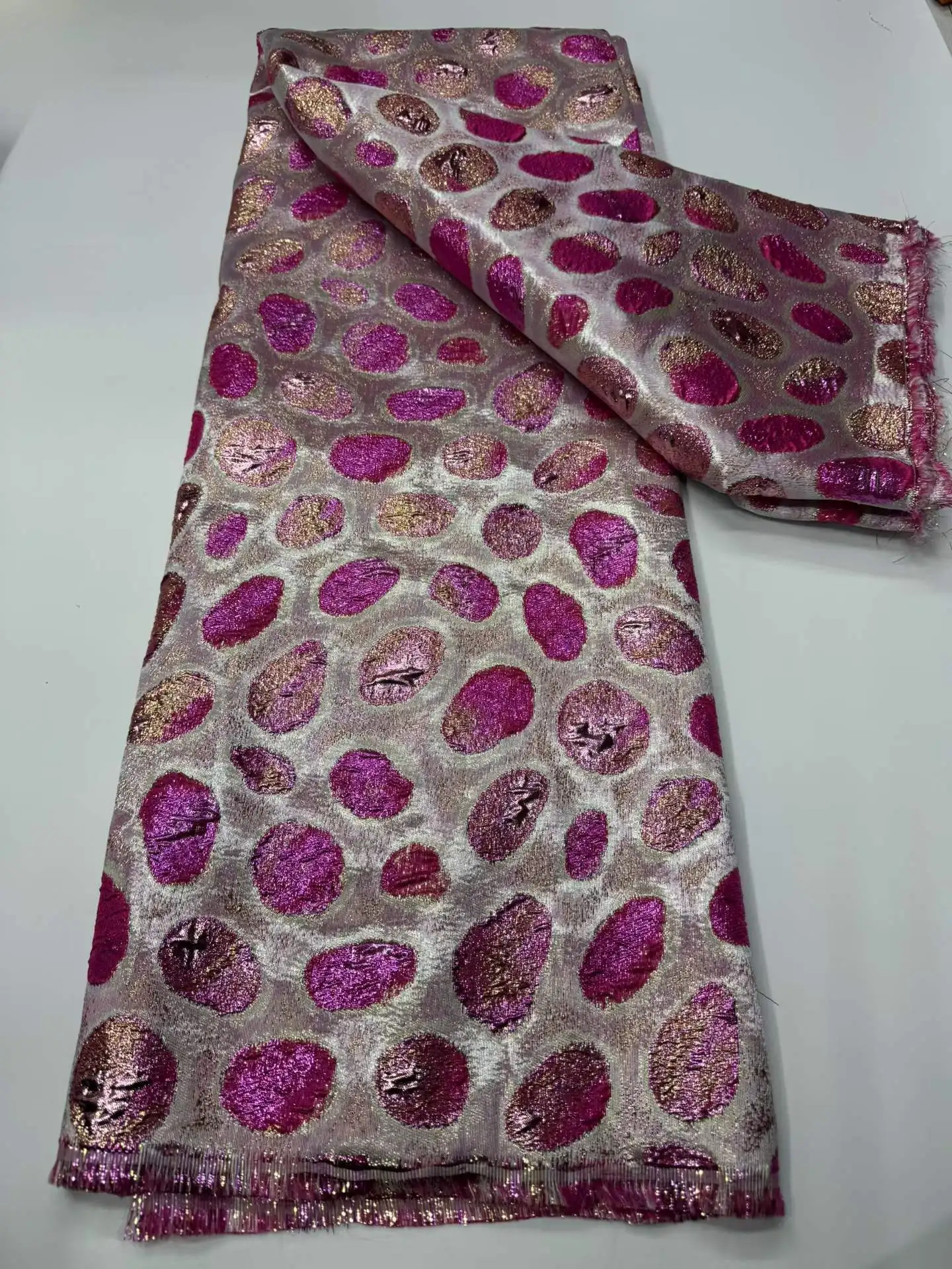 African Brocade Jacquard Lace Fabrics 5Yards 2026 High Quality French Gilded Lace For Women Wedding Party Dresses