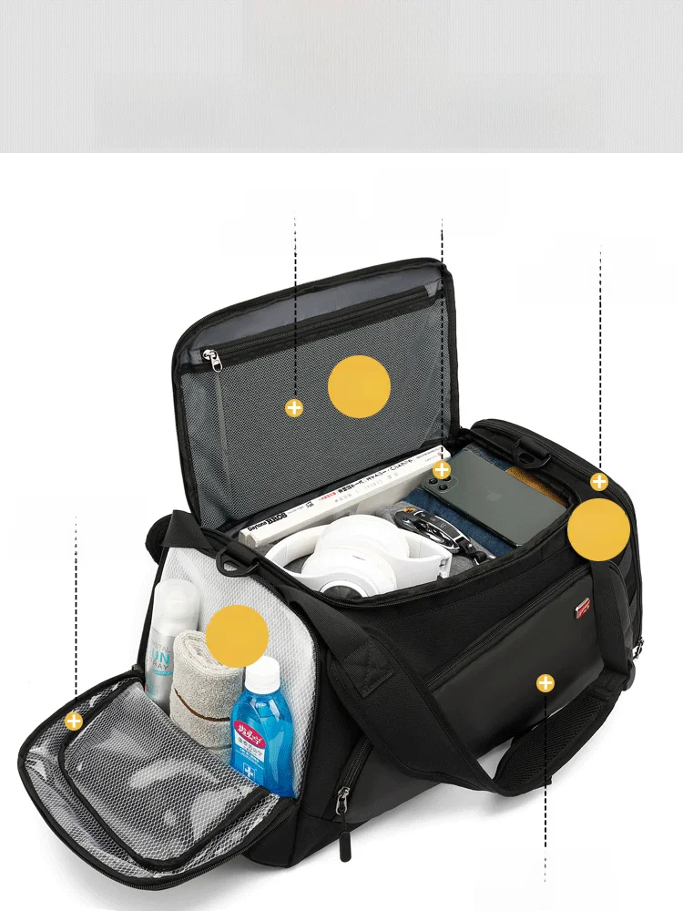 large-capacity-sports-fitness-bag-men's-carry-on-luggage-for-short-trips-business-travel-separate-wet-and-dry-training-bag