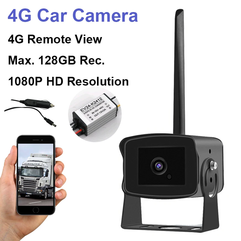 Car Camera 4G Truck Camera with SD Recording Model 1080P HD Remote view via CCTV Camera 4G Stream and Free APP for IOS/Android