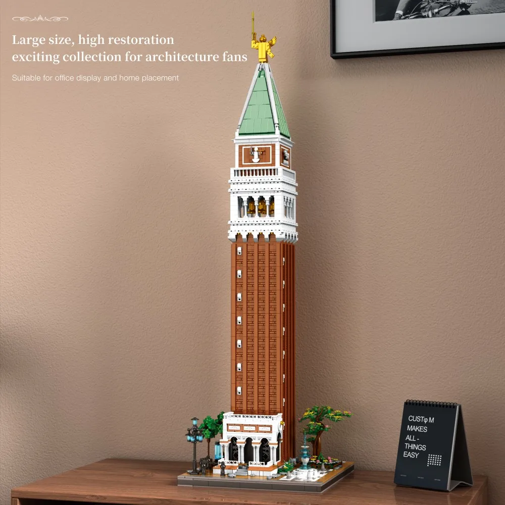 3903 pçs relógio de st. mark torre blocos de construção renascentista modelo arquitetônico tijolos decoração desktop crianças brinquedos presentes do feriado