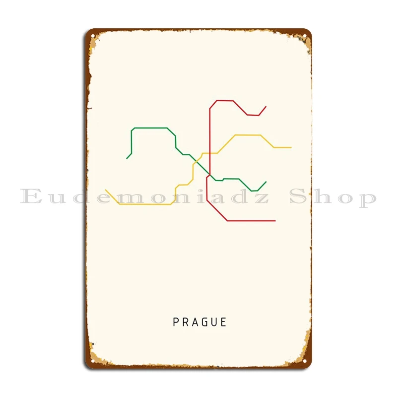 Prague Subway Coloured Metal Sign Create Party Living Room Designs Classic Tin Sign Poster