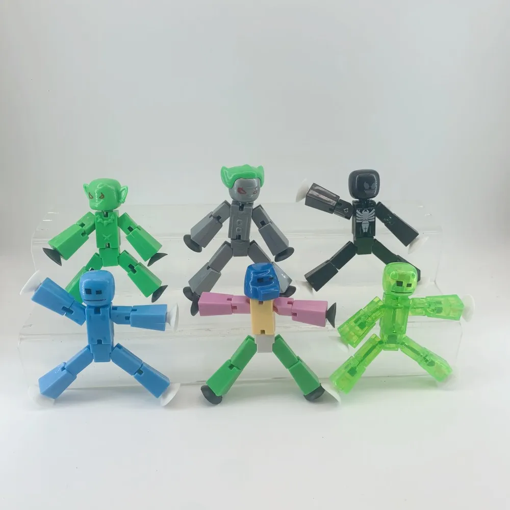 4pcs Stikbot Puppet Sucker Joint Puppet Freeze Action Figure Filming Animation Toys Tripod Green Screen