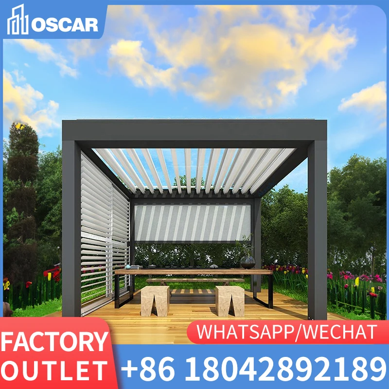 

All Season Electric Shutter Aluminium Pergola Canopy Garden Pavilion Aluminium Gazebo Outdoor Motorized Pergolas