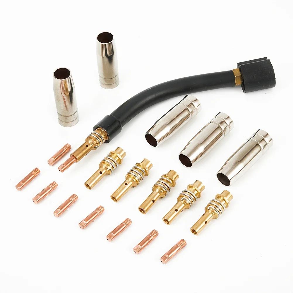 

Gas Nozzle Welding Accessories Gooseneck Holder 0.8mm 21PCS Air Cooled Contact Tip For Welder MB15AK MIG Torch