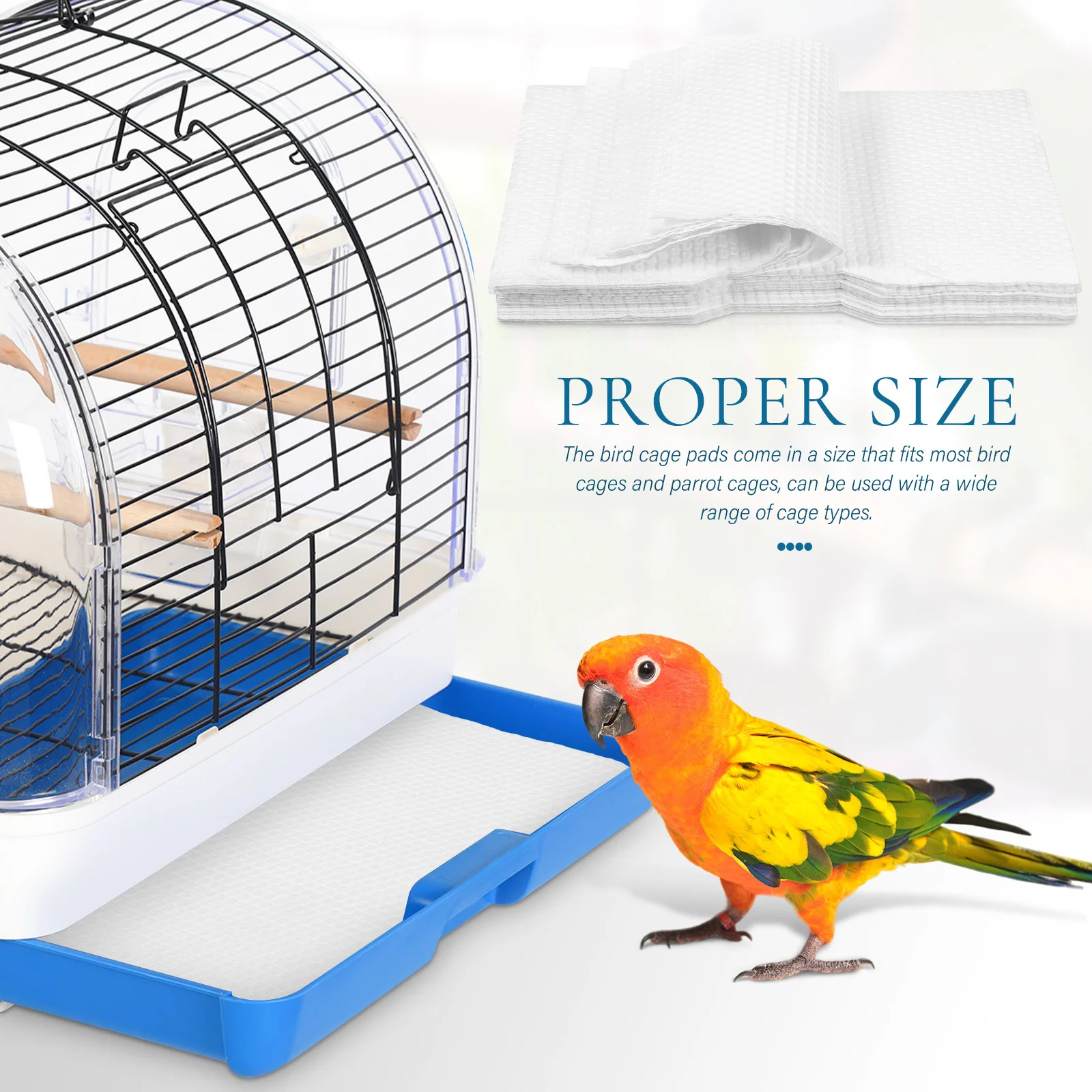 

100 Sheets Bird Cage Liner Paper Absorbent Disposable Cage Liners for Parakeet Parrot Bird Bedding Accessories