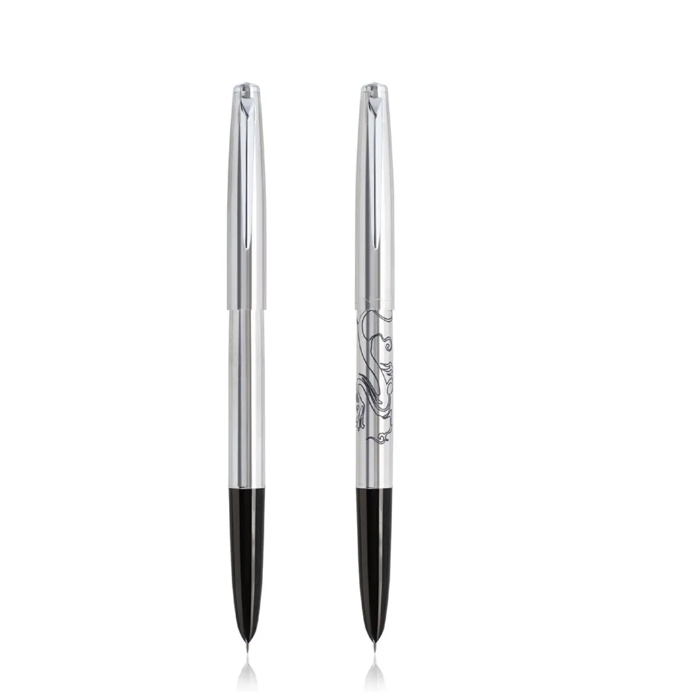 Jinhao 911 Pure Silver Steel Fountain Pen with 0.38mm Extra Fine Nib Smooth Writing Inking Pens for Christmas Gift Free Shipping