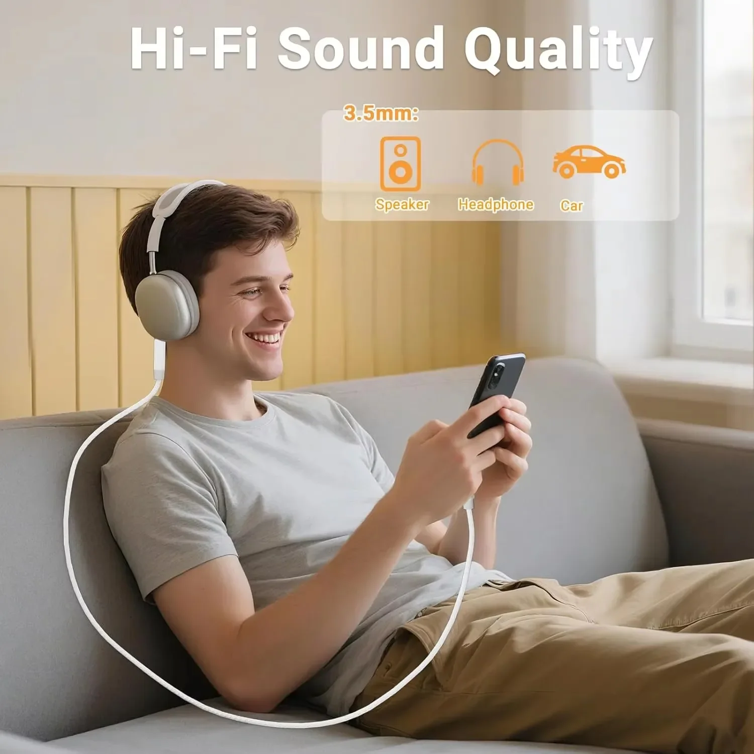 USB C to 3.5mm Male AUX Audio Cable Nylon Braided Type C Jack AUX Cord for iPhone 17 16 Samsung Car Speaker Headphones Adapter