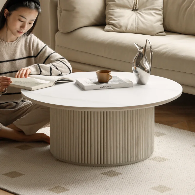 Wood White Tables Modern Living Room Aesthetic Round Luxury Tea Table Nordic Small Space Moveis Para Casa Room Decorations