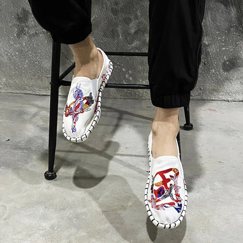 Ethnic Style Embroidered Canvas Shoes Harajuku Loafers Sneakers Fashion Casual Women Mens Shoes Streetwear Old Beijing Shoes