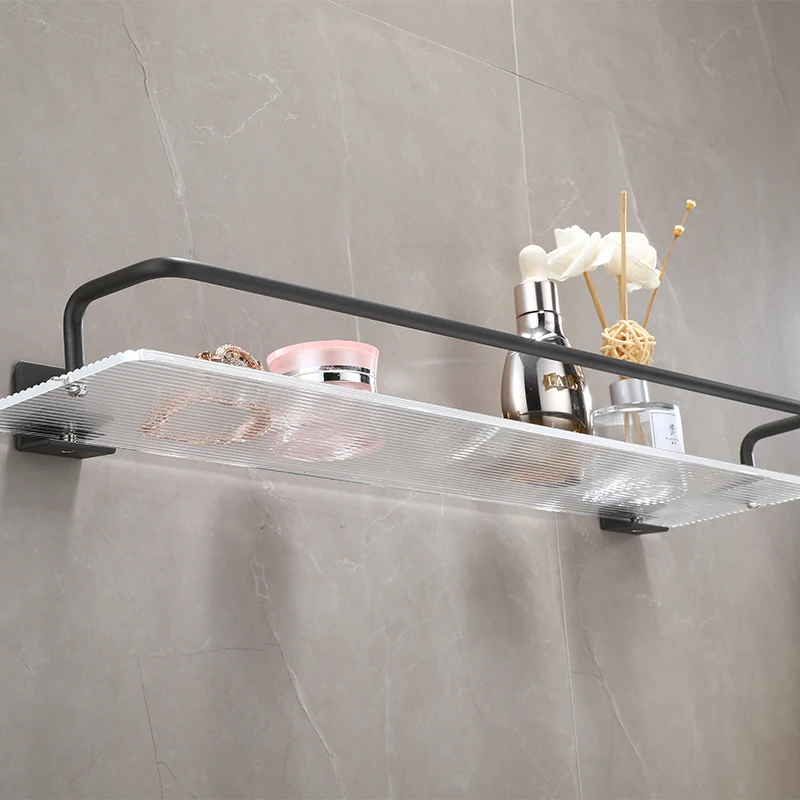 Bathroom Floating Shelves Gold, Wall Mounted Storage with Towel Bar for Kitchen, Bedroom Acrylic Wall Shelf Set with Towel Rack