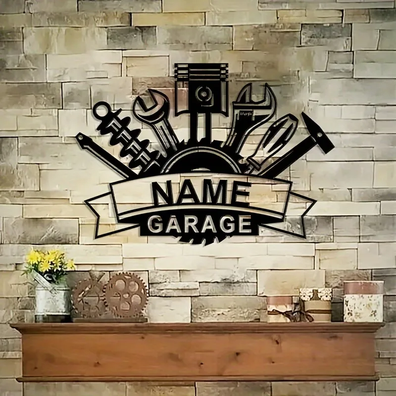 Custom Grandpa Garage Metal Wall Art - Personalized Family Surname Sign, Retro Style Home Decoration, Perfect Father's Day Gift