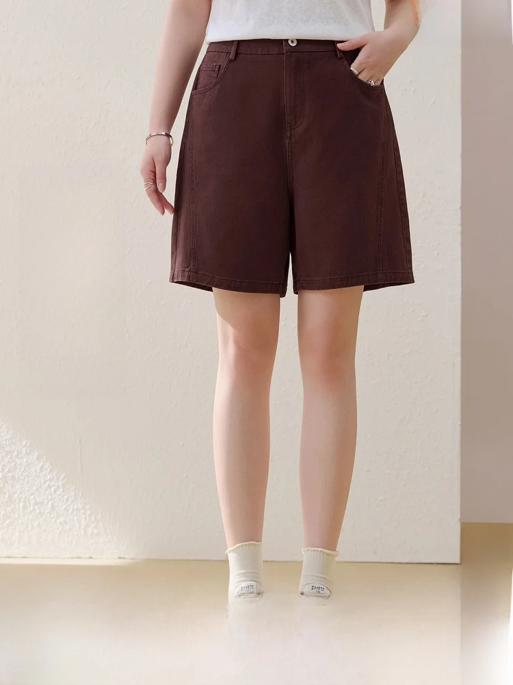 

Женские летние шорты из 100% хлопка с эластичным поясом, средней длины, прямого кроя, с высокой талией, облегающие, больших размеров, новый стиль