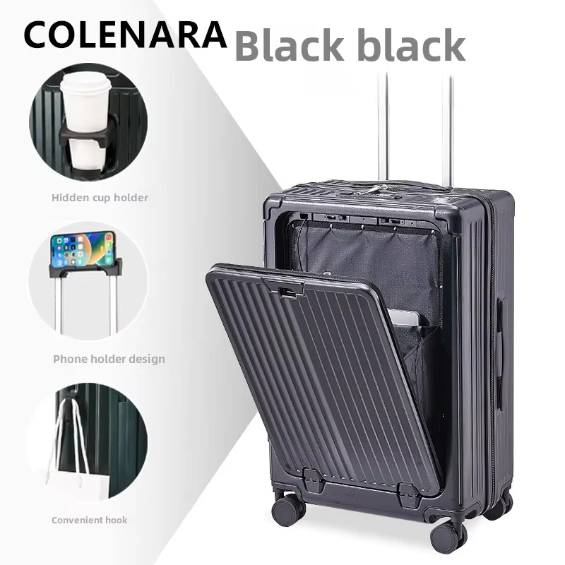 Colenara 20 "22" 24 "26 Polegada bagagem de cabine abertura frontal portátil embarque caso carregamento usb trole caso com rodas mala de rolamento