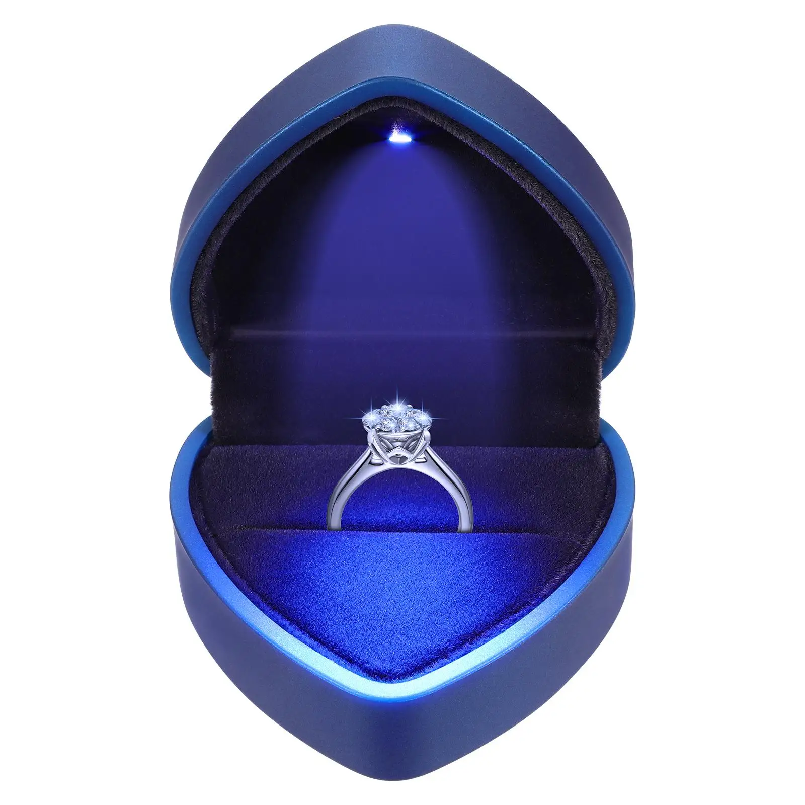 LED herzförmige Ringbox Ringe für Mädchen Schmuck Organizer Boxen Ohrring Fall Zubehör herzförmige Ringbox Mann Ringe