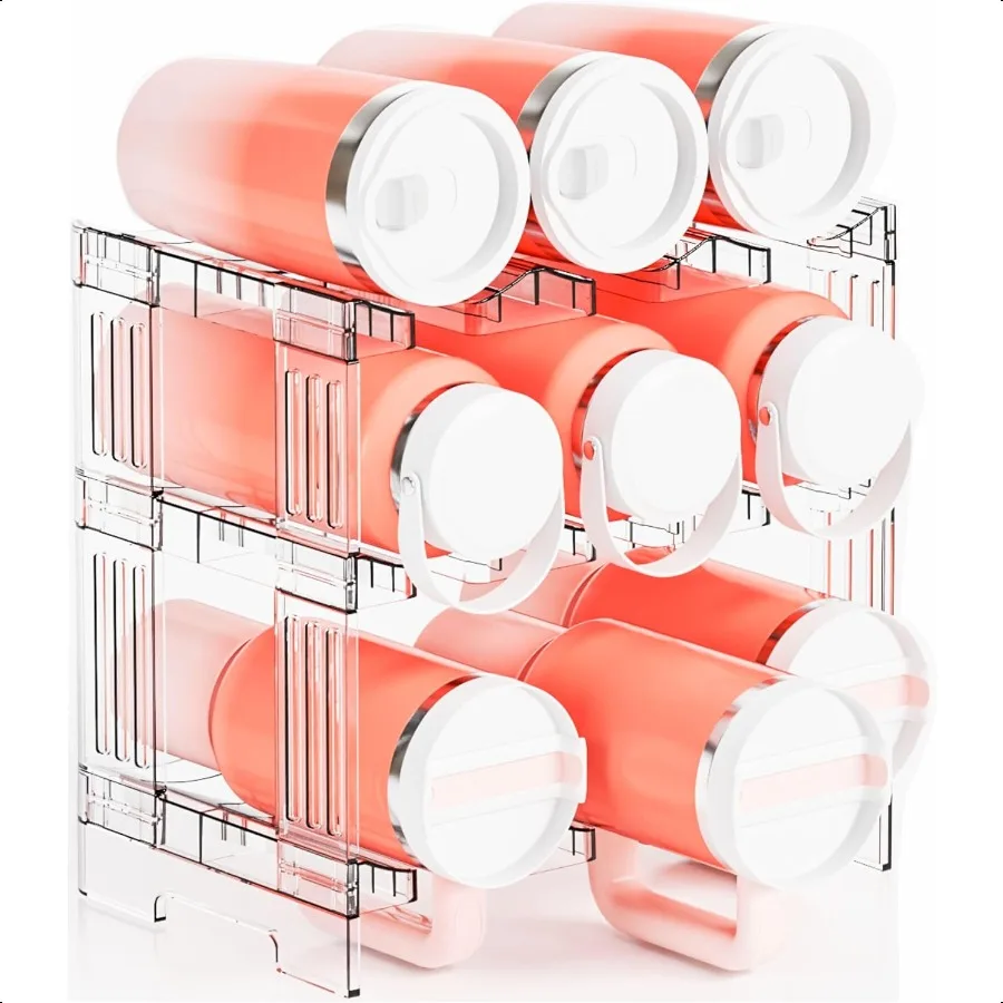 

3 Pack Stackable Water Bottle Organizer for 40 OZ Cup Tumbler Organizer Holder 3Tier Clear Acrylic Waterbottle Organizer Water