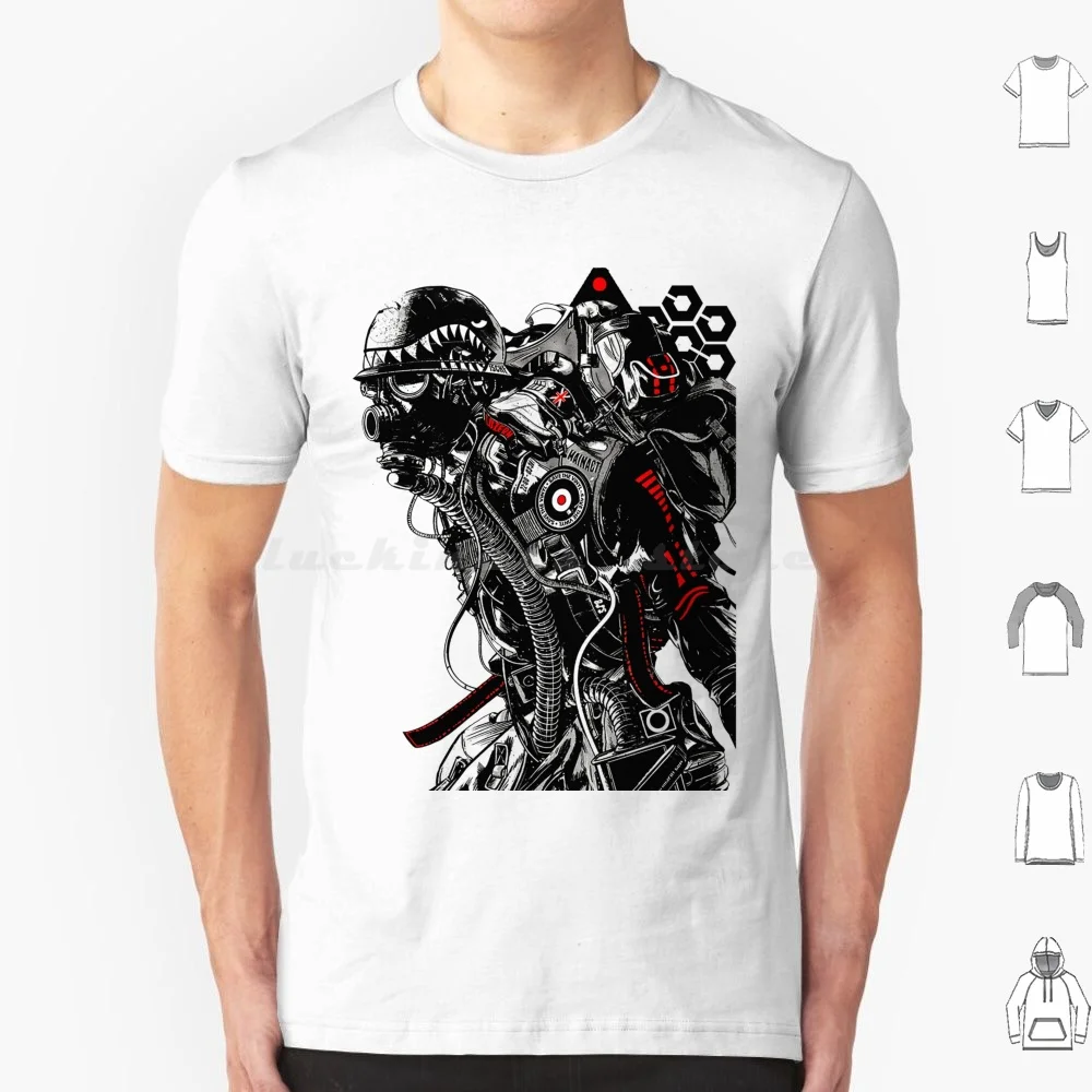 Cyborg Soldier T Shirt Big Size 100% Cotton Vaporwave Japanese Cyborg Robot Glitch Hipster Future Fashion Urban Style Cyber