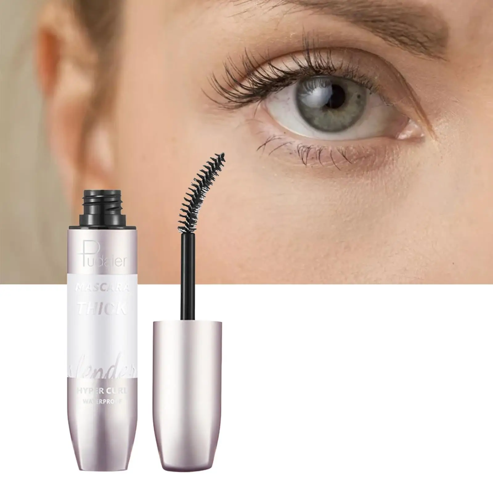 Rímel volumoso preto impermeável, ondulação dos cílios, maquiagem dos cílios, sem descamação, grossa, 6x 4D