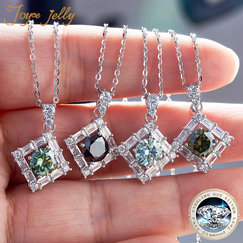 JoyceJelly 22 colorful 1ct Moissanite Pendant Necklace Female S925 Sterling Silver Jewelry For Women Anniversary Gift for wife