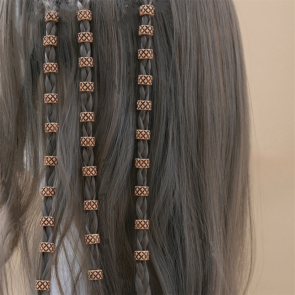 30 Pcs Brown Beads for Braids Vintage Hair Clips Dreadlock Hair Rings Decor Dirty Braiding Hairpins Hair Jewelry Accessories