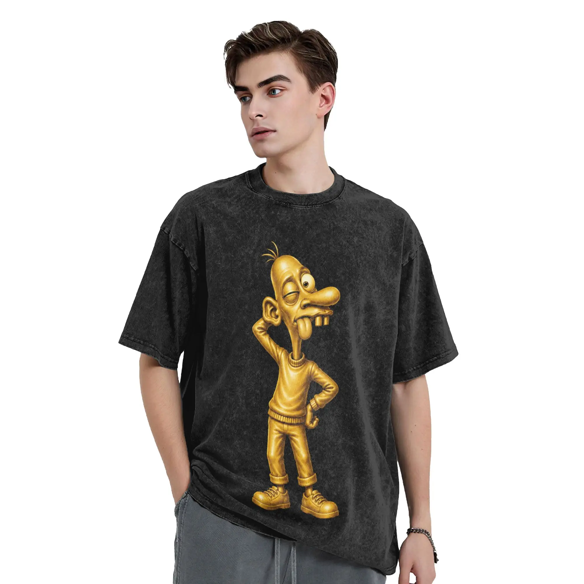 Golden Neegy Meme Funny Internet Brainrot Gen Z T Shirt Washed 100% Cotton T-Shirts  Cool Men Tops Streetwear Summer Tee Shirt