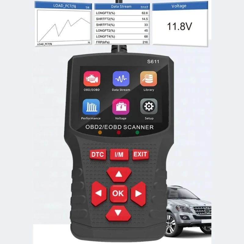 Convenient Car Fault Detection Tool Easy to Use Car Fault Detectors Automatic Car Scanner fit for S611 Engine Repair H9EE