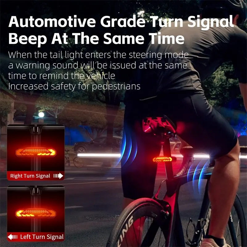 WEST BIKING Smart Alarm Taillight Remote Steering Tail Light IP65 Waterproof Type-C Charging Bike Taillight Alarm Bicycle Light