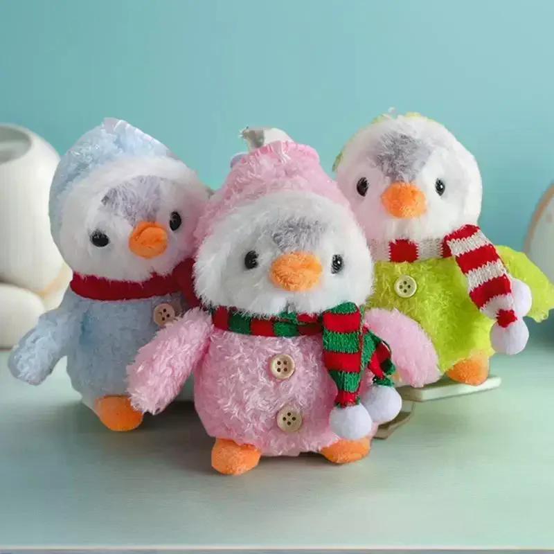Winter-Pinguin-Plüschpuppe, Schlüsselanhänger, Spielzeug mit Weihnachtsschal; Mädchen-Taschenanhänger, Rucksack-Anhänger zum Aufhängen, Geburtstagsgeschenk