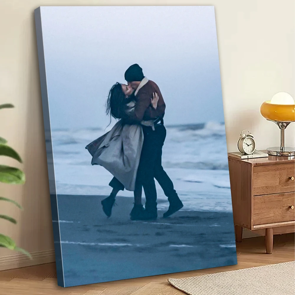 قطعة واحدة من ملصق القماش المخصص مع صورتك الخاصة، إطار DIY قابل للاختيار أو ملصق بدون إطار، صور مخصصة لأحبائها