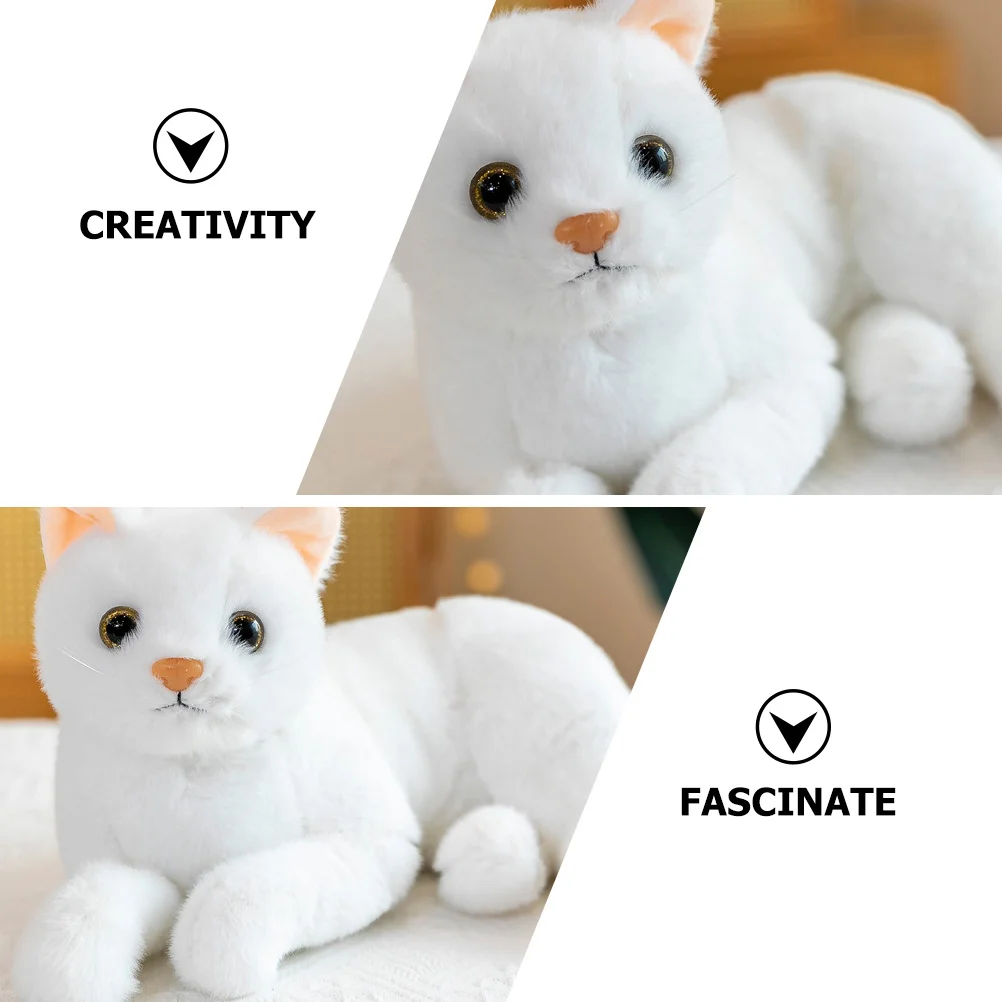 Baby Plush Toy Adorable Animal Cat Supple White Stuffed Decorative Kids Room Ornament Child