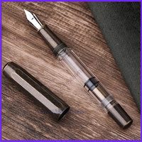 Vintage Fountain Pen MAJOHN T1 Metal Brass Acrylic Piston EF/F/M 0.38/0.5/0.7mm Nib Large Capacity Commercial Office Ink Pen