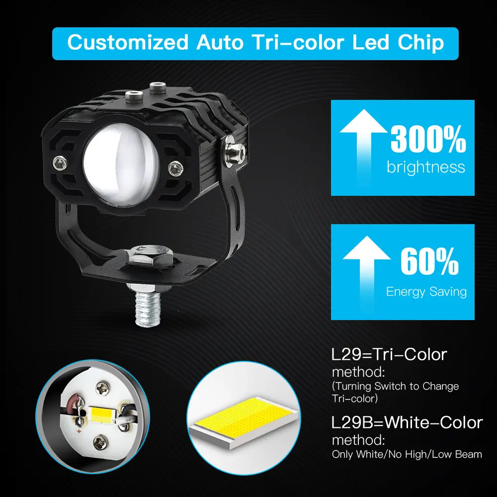 2PCS Motorcycle Light Mini Spotlights Projector Lens 12V Barra Led Lamp Super Bright Led Moto Explorers for BWM 4x4 Accessories