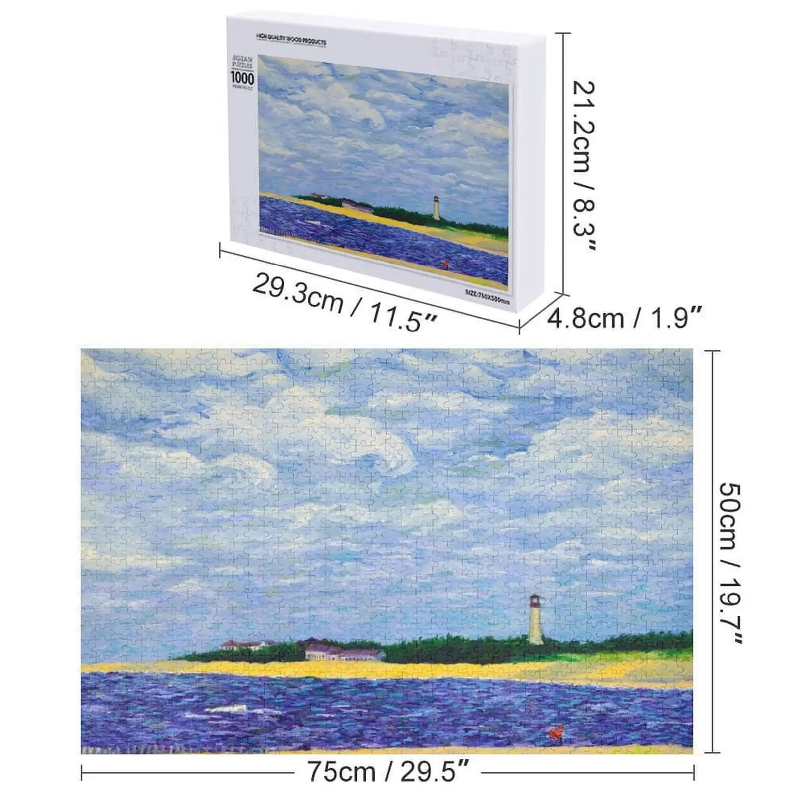 จิ๊กซอว์ภาพประภาคารเคปเมย์ ของเล่นไม้ ของเล่นสั่งทำพิเศษสำหรับเด็ก ปริศนาไม้สำหรับผู้ใหญ่