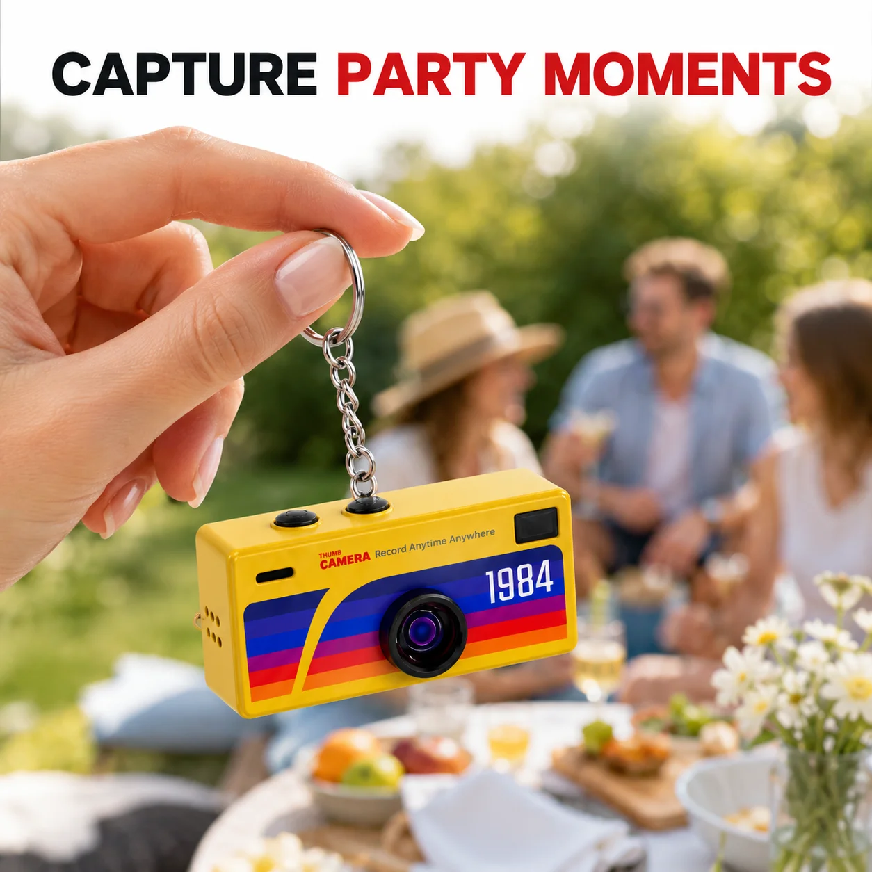 Câmera Mini 1080p Portátil em Formato de Chaveiro com Suporte para Cartão de Memória e Flash para Decoração de Eventos e Festas
