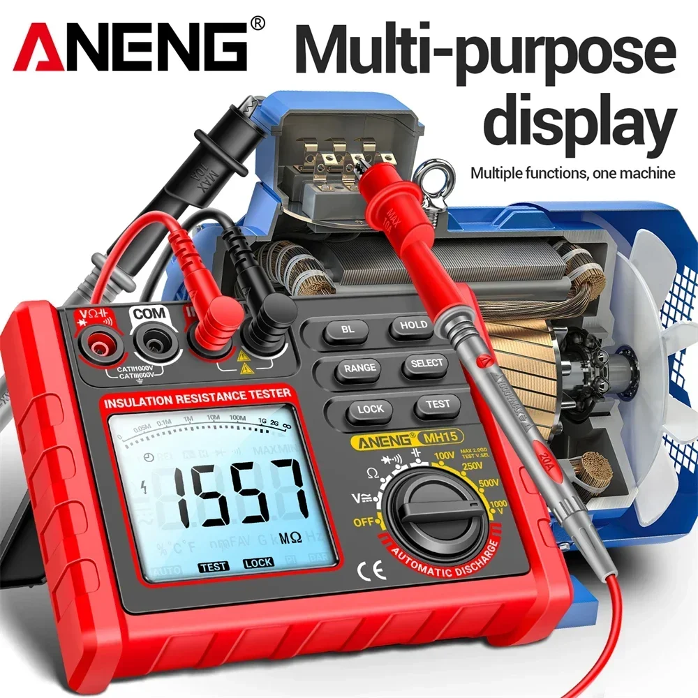 ANENG MH15 Digitale Ohmmeter Isolatieweerstandsmeter 6000 Count Weerstandstesters Condensatortest Megohmmeter Hoogspanningsgereedschap