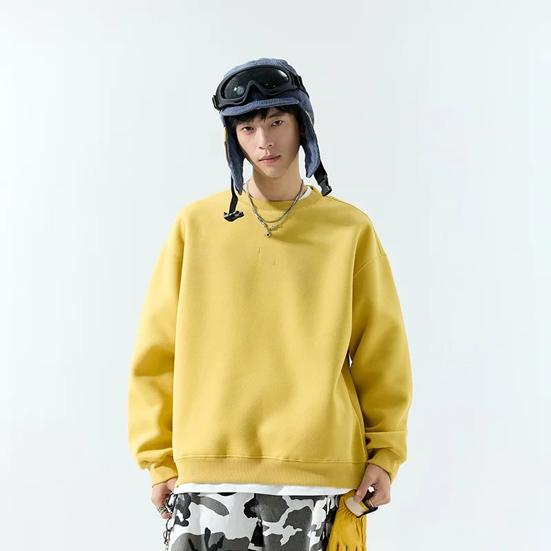 

Loose Fit Men's Crew Ne Sweatirt Long Sve Base Layer irt Casual Loose Versatile Comfortable Cotton Polyester Blend