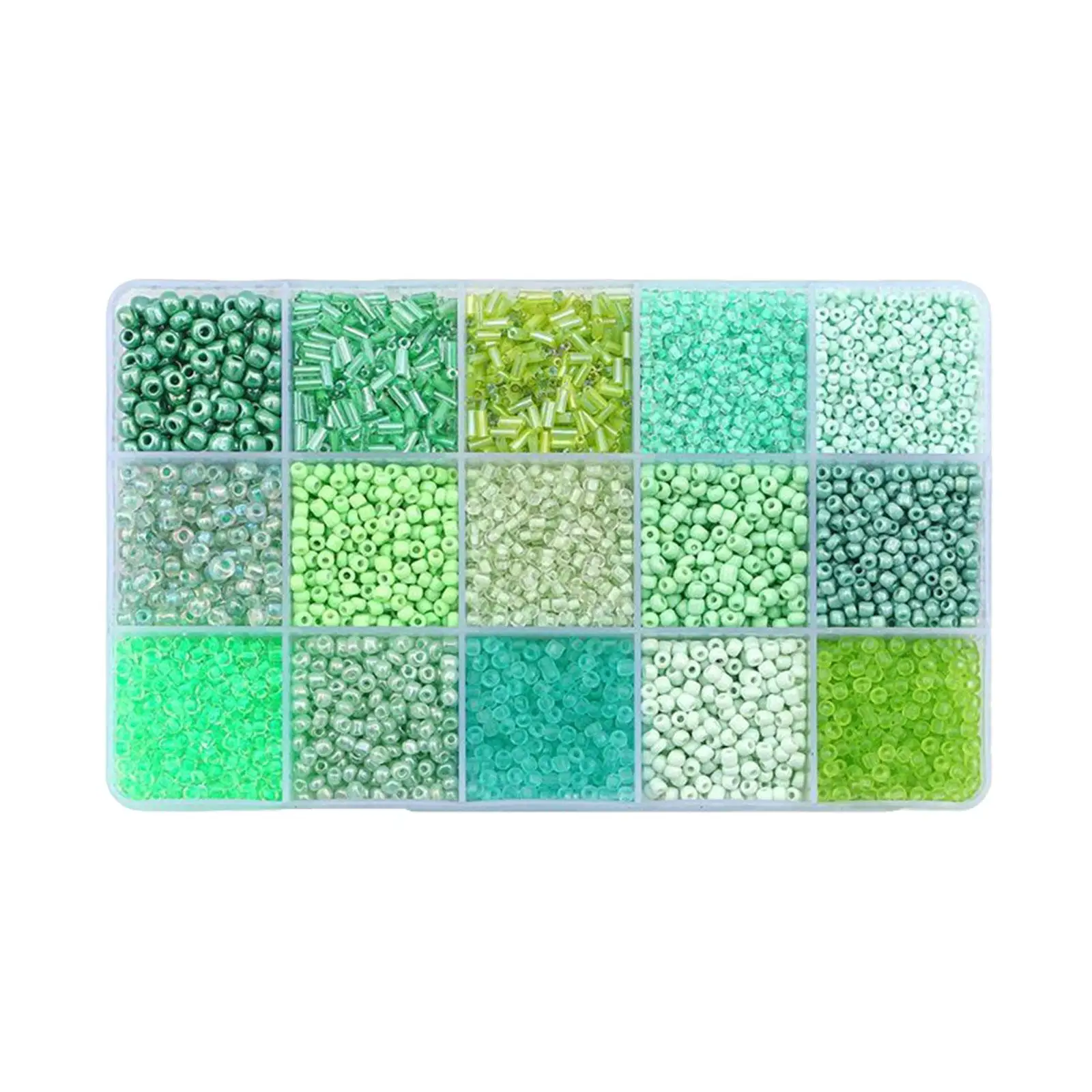 15 Colors Glass Beads Set for Bracelet Making Spacer Loose Beads with Storage Box Tube Beads Kit for DIY Craft Necklace Charms