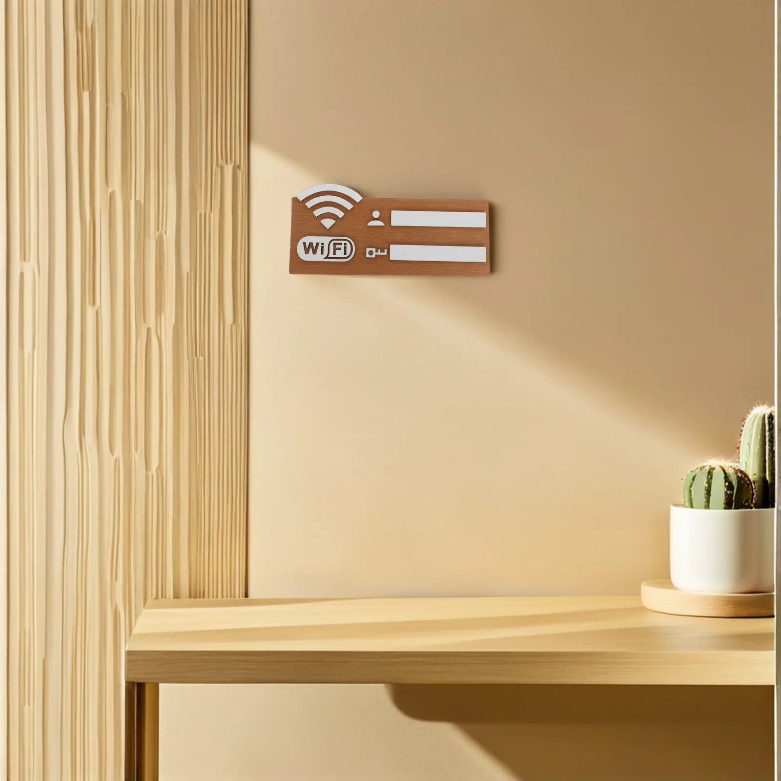 2Pcs Wooden WiFi Password Sign Elegant Wall Mount Plaque Guest Room Hotel Office Network Password Board Display for Visitors
