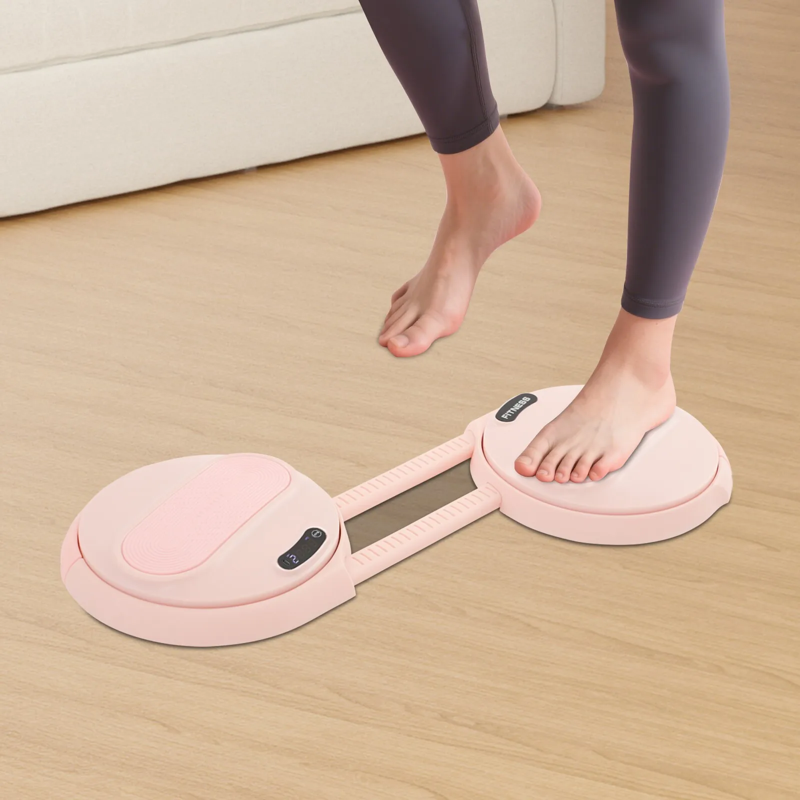 

Регулируемая розовая доска для скручивания Ab Twister с ЖК-экраном и веревками для сопротивления, регулировкой длины 55–70 см, оборудование для тренировок в тренажерном зале