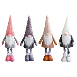 Christmas Dwarf Decoration Stretchable Legs Faceless for Doll Gnomes Plush Toy Gift for Kids Xmas