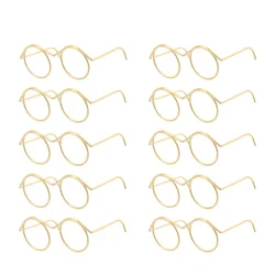 10 Uds. Gafas Retro para muñeca, montura redonda de Metal, gafas sin lentes, juguete, gafas en miniatura, accesorios de vestir para muñecas DIY, gafas