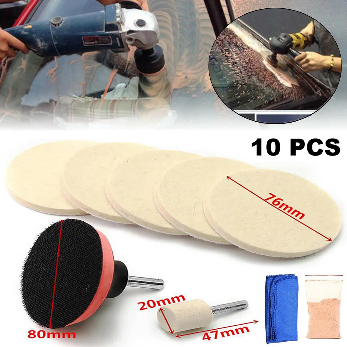 

10 pcs Cerium Oxide Glass Polishing Powder Kit For Auto Car Windows Scratch Remover Glass Polishing Kit Scratch Repair Tool